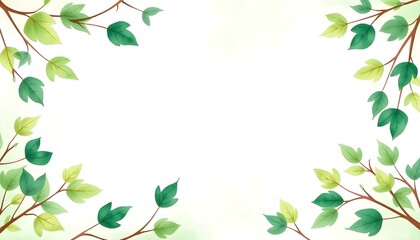 네모서리녹색수채화잎프레임