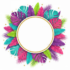 Tropical frame with natural flower and leaf