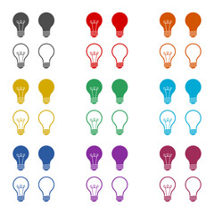 Lamp icon set. Idea lamp icon isolated on white background. Set icons colorful