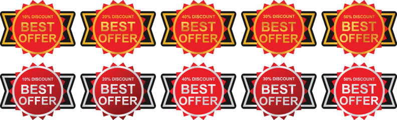 Best Offer Discount Percentage Sale Badges Collection
