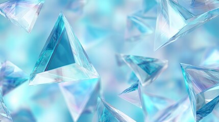 Stunning abstract design featuring floating crystal pyramids in vibrant blue tones for modern technology or science concepts background