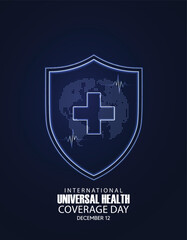 Medical Shield Poster For International Universal Health Coverage Awareness