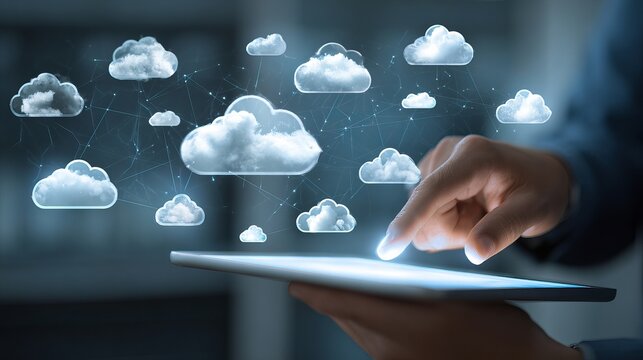 Cloud computing on tablet with data flowing seamlessly offers modern solutions for businesses and professionals seeking innovative technology