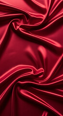 Obraz premium Luxurious Dark Red Silk Satin Fabric Background with Elegant Drapes