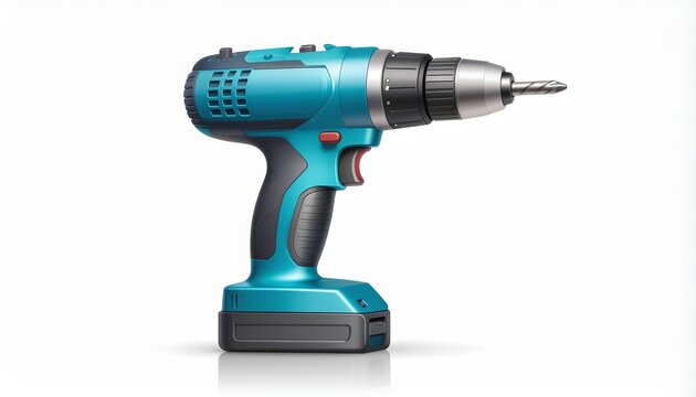 Professional teal power drill ready for DIY projects, home repair, and construction work with a clean design and reliable performance on a white backdrop
