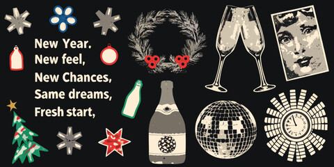Retro new year s eve celebration with champagne and disco ball © Bijon