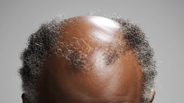 Timelapse Footage Showing Progressive Hair Loss From Full Hair to Bald Head Demonstrating Detailed Stages of Male Pattern Baldness in High Quality
