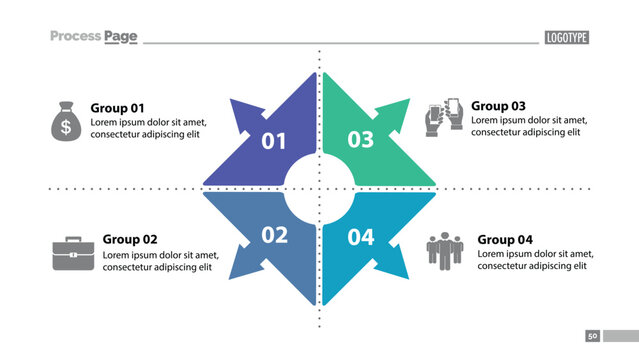 Four group process chart slide template
