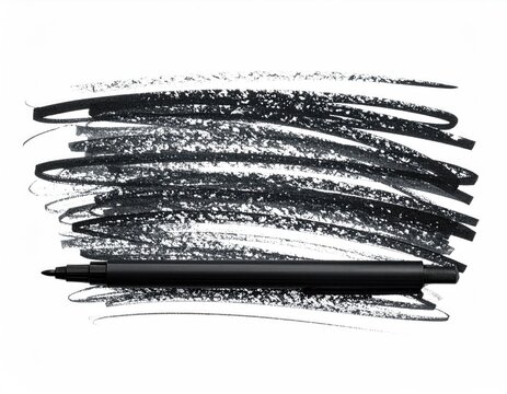 Black marker lies on scribble