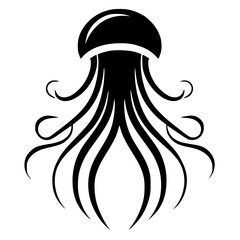 Simple minimalist jellyfish logo silhouette