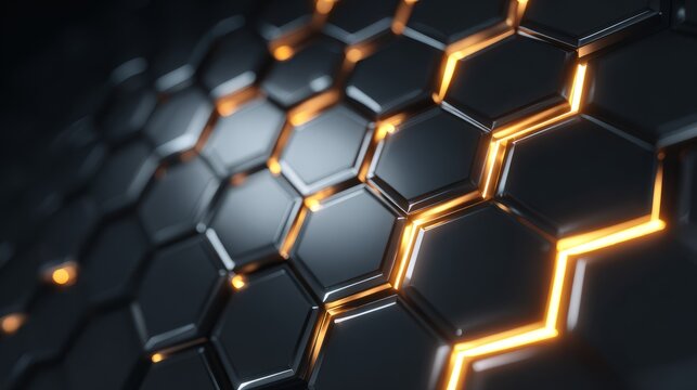 High-tech hexagonal pattern with glowing lines in a modern design