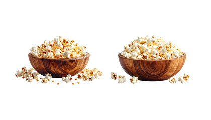 Fresh sweet and salty popcorn in a white bowl on a white background