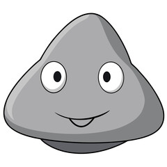 Happy gray blob character with big eyes and smiling mouth