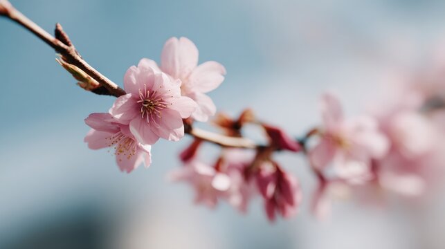 Branch with pink flowers