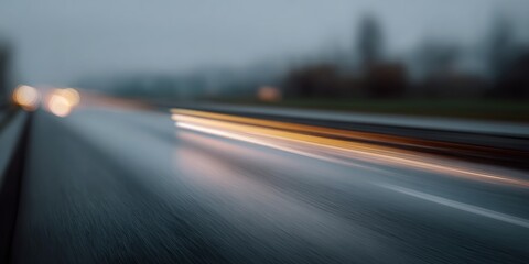 Fototapeta premium Blurry shot of a highway with cars in the background