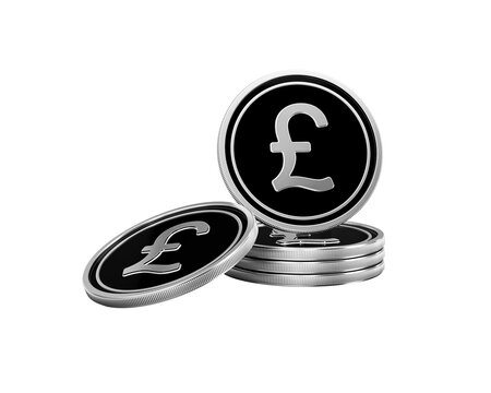 Gleaming silver pound sterling coins symbolizing finance and prosperity.
