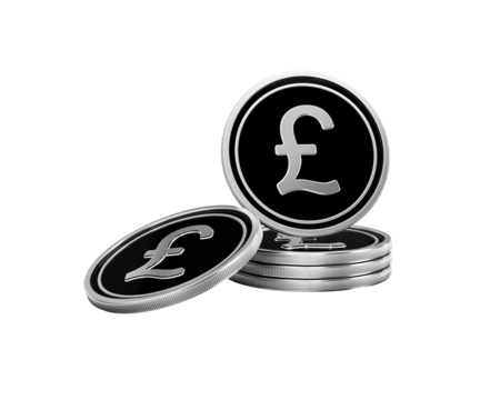 Gleaming silver pound sterling coins symbolizing finance and prosperity. - Powered by Adobe