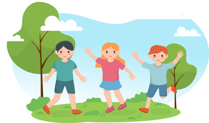 Playful Happy Kids Illustration