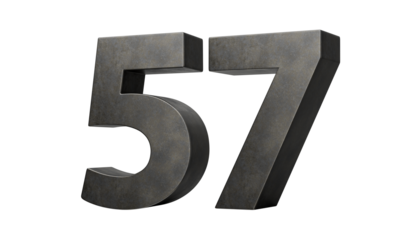 Number Fifty seven 57 Digit Made Of Gray Smooth Cast Iron 3d Illustration
