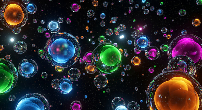 Bright colorful abstract background design with glowing circles and bubbles for a shiny holiday decoration