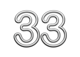 Number Thirty three 33 Made Of Silver Metallic White Background 3D Illustration