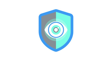 Modern shield emblem with stylized eye symbolizing security, surveillance, and protection in a clean, professional design