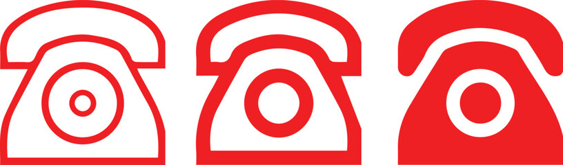 red telephone icon, retro telephone symbol, vintage telephone graphic design, line art telephone illustration