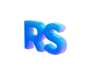Stylized 3D RS letters in vibrant blue and purple for modern design projects. 3d illustration