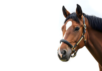 [Generative AI] 화이트 배경의 말 얼굴 클로즈업