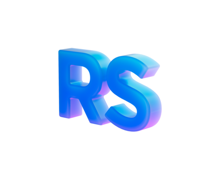 Stylized 3D RS letters in vibrant blue and purple for modern design projects. 3d illustration