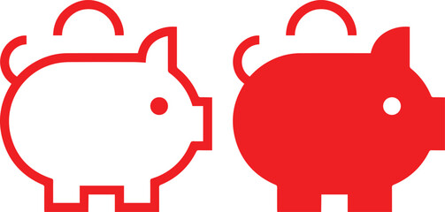red piggy bank vector icon,illustration minimalist graphic illustration, simple shapes, flat design, vector icon