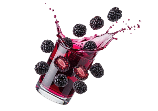 Berry Splash in Glass with Blackberries.