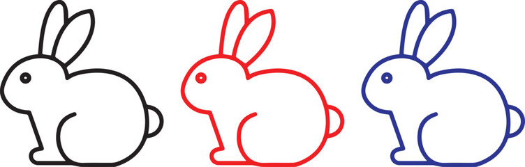 simple rabbit line art, minimalist bunny silhouettes, bold outline rabbits, stylized rabbit icons, simplified rabbit shapes, graphic rabbit illustrations