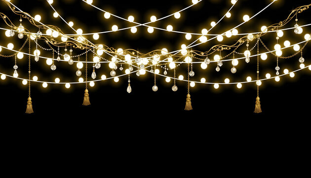 String lights or fairy lights are small bulb-style string lights with a warm yellow glow that hang and twine around each other.
