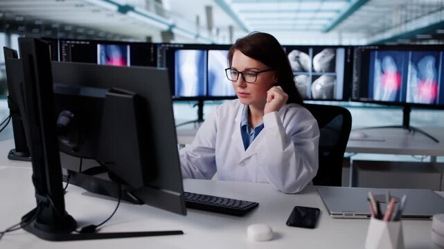 Female Doing Doing Radiology Knee X-Ray Diagnosis