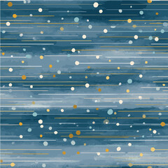 Seamless pattern of hand-painted horizontal stripes and polka dots
