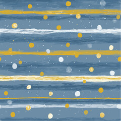 Seamless pattern of hand-painted horizontal stripes and polka dots