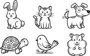 cute wild animal cartoon isolated on white background