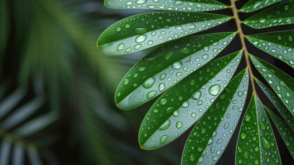 Fresh Green Leaves with Water Droplets: High-Detail Nature Macro Wallpaper