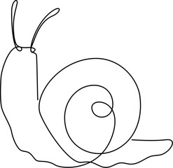 Continuous Line Art Vector Illustration of a Snail Crawling