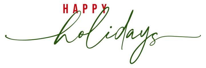 Modern Happy Holidays handwritten calligraphy 
for Web, Social Media, E-mail banner template, Header, E-mail signature, printable, isolated on white background