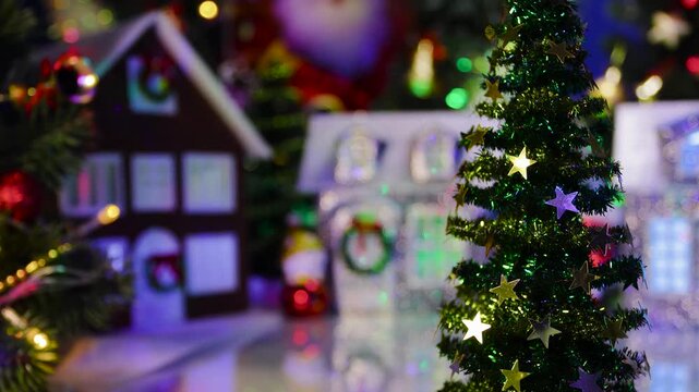 The orange and yellow cars take turns driving up to the houses