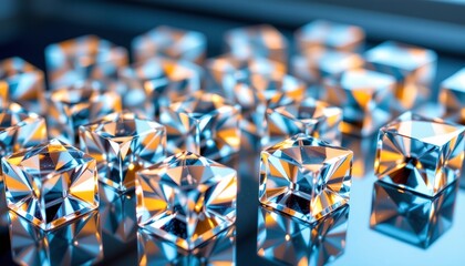 Reflections and Refracted Light Crystal Cube Array