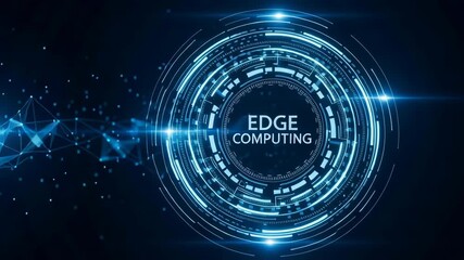 Edgecomputingnetworks edge computing circle digital blue futuristic technology data processing ring network nodes connectivity hub glowing circuit interface conveying low latency secure intelligent - Powered by Adobe