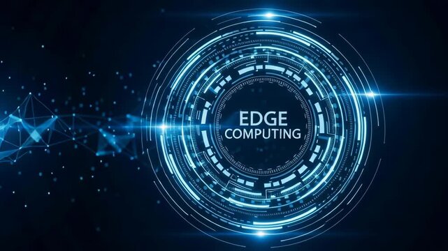 Edgecomputingnetworks edge computing circle digital blue futuristic technology data processing ring network nodes connectivity hub glowing circuit interface conveying low latency secure intelligent - Powered by Adobe