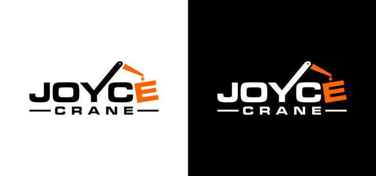 Illustration of a crane logo design. Vector crane hook logo for construction.