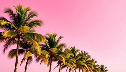 Sunset Palm Trees Against Vibrant Pink
