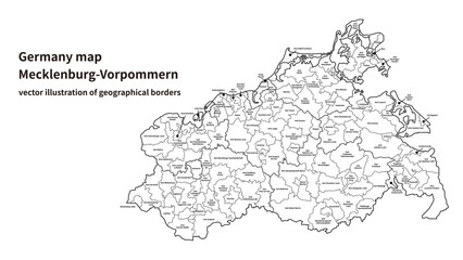 Obraz premium Mecklenburg-Vorpommern Map – Detailed State Map of Northern Germany