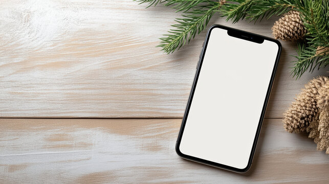 Clean white phone mock up blank full display elegant