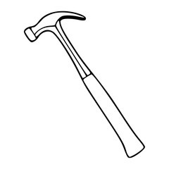 claw hammer outline vector - construction and carpentry tool icon